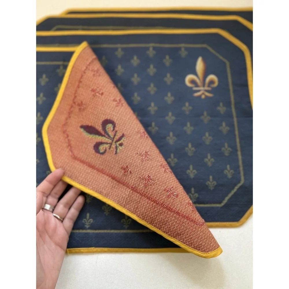 Jules Pansu Paris Tapestry Placemats Fleur-de-Lis French Country Set Of 4
